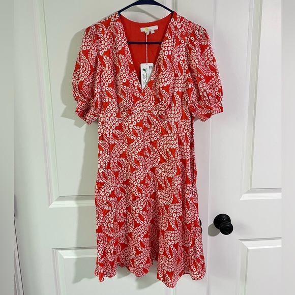 Boden NWT Red Satin Tea Dress- Size 6R - Picture 5 of 11